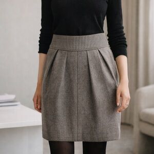 Arthur Mendonça Virgin Wool Cashmere Skirt Taupe Pleated Designer Size 10 Canada